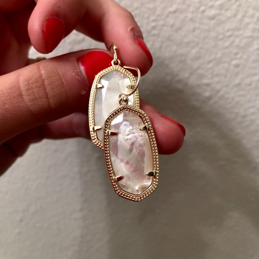 Gold Kendra Scott Earrings with White Stone